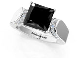 Silver Fancy Black Princess Cut Diamond Channel Set Solitaire Ring with Four-Prong Setting_50