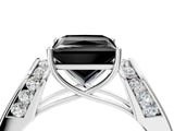 Silver Fancy Black Princess Cut Diamond Channel Set Solitaire Ring with Four-Prong Setting_53