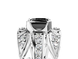 Silver Fancy Black Princess Cut Diamond Pave Art Deco Split Shank Ring with Four-Prong Setting_11