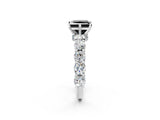 Silver Fancy Black Princess Cut Diamond Side Stone Engagement Ring with Four-Prong Setting_2