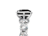 Silver Fancy Black Princess Cut Diamond Side Stone Engagement Ring with Four-Prong Setting_5