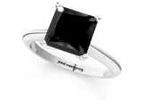 Silver Fancy Black Princess Cut Diamond Solitaire Engagement Ring with Classic Band and Four-Prong Setting_13