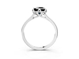 Silver Fancy Black Princess Cut Diamond Solitaire Ring with Flower Prong Setting and Classic Band_15
