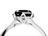 Silver Fancy Black Princess Cut Diamond Solitaire Ring with Flower Prong Setting and Classic Band_16