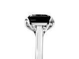 Silver Fancy Black Princess Cut Diamond Solitaire Ring with Flower Prong Setting and Classic Band_17