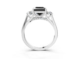 Silver Fancy Black Princess Cut Diamond Three-Stone Engagement Ring with Prong Setting and Pavé Band_9