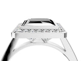 Silver Fancy Black Princess Cut Halo Bezel Diamond Pave Band Ring_10