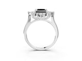 Silver Fancy Black Princess Cut Halo Diamond Cluster Ring with Marquise and Round Stones on a White Gold Band with Prong Setting_3