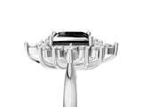 Silver Fancy Black Princess Cut Halo Diamond Cluster Ring with Marquise and Round Stones on a White Gold Band with Prong Setting_5