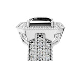 Silver Fancy Black Princess Cut Halo Diamond Engagement Ring with Pave Split Shank and Four-Prong Setting_11