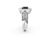 Silver Fancy Black Princess Cut Halo Diamond Engagement Ring with Pave Split Shank and Four-Prong Setting_8