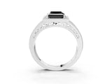 Silver Fancy Black Princess Cut Halo Diamond Split Shank Ring with Prong Setting_14