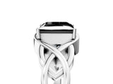 Silver Fancy Black Princess Cut Solitaire Intertwined Band Prong Setting Ring_11