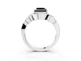 Silver Fancy Black Princess Cut Solitaire Intertwined Band Prong Setting Ring_9
