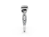 Silver Fancy Black Princess Cut Solitaire Twist Pave Diamond Engagement Ring with Prong Setting_56