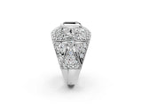 Silver Fancy Black Radiant Cut Brilliant Halo Pave Diamond Milgrain Ring_8