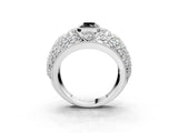 Silver Fancy Black Radiant Cut Brilliant Halo Pave Diamond Milgrain Ring_9