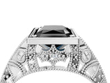 Silver Fancy Black Radiant Cut Brilliant Milgrain Filigree Diamond Ring with Square Prong Setting_10