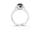 Silver Fancy Black Radiant Cut Brilliant Solitaire Diamond Ring with Channel Set Band and Bar Prong Setting_9
