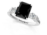 Silver Fancy Black Radiant Cut Brilliant Three-Stone Pave Band with Four-Prong Setting_7