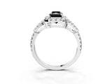 Silver Fancy Black Radiant Cut Cut Diamond Halo Engagement Ring with Open Split Pavé Band_9