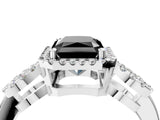 Silver Fancy Black Radiant Cut Cut Halo Diamond Infinity Band with Four-Prong Setting_10