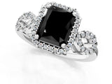 Silver Fancy Black Radiant Cut Cut Halo Diamond Infinity Band with Four-Prong Setting_7