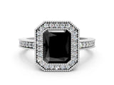 Silver Fancy Black Radiant Cut Cut Halo Pavé Diamond Ring_12