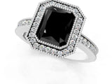 Silver Fancy Black Radiant Cut Cut Halo Pavé Diamond Ring_13