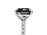 Silver Fancy Black Radiant Cut Diamond Brilliant Solitaire Ring with Pavé Band and Four-Prong Setting_41