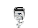 Silver Fancy Black Radiant Cut Diamond Scattered Round Accent Ring with Prong Setting_5