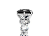 Silver Fancy Black Radiant Cut Diamond Side Stone Engagement Ring with Four-Prong Setting_5