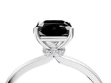 Silver Fancy Black Radiant Cut Diamond Solitaire Ring with Classic Band and Four-Prong Setting_10