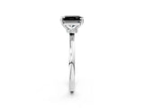 Silver Fancy Black Radiant Cut Diamond Solitaire Ring with Classic Band and Four-Prong Setting_8