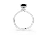 Silver Fancy Black Radiant Cut Diamond Solitaire Ring with Classic Band and Four-Prong Setting_9