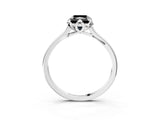 Silver Fancy Black Radiant Cut Diamond Solitaire Ring with Flower Prong Setting and Classic Band_15