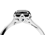 Silver Fancy Black Radiant Cut Diamond Solitaire Ring with Flower Prong Setting and Classic Band_16