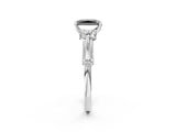 Silver Fancy Black Radiant Cut Diamond Three-Stone Ring with Prong Setting and Pavé Band_8