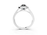 Silver Fancy Black Radiant Cut Halo Bezel Diamond Pave Band Ring_9