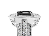 Silver Fancy Black Radiant Cut Halo Diamond Engagement Ring with Pave Split Shank and Four-Prong Setting_11