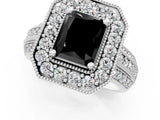 Silver Fancy Black Radiant Cut Halo Diamond Engagement Ring with Pave Split Shank and Four-Prong Setting_7