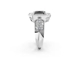 Silver Fancy Black Radiant Cut Halo Diamond Engagement Ring with Pave Split Shank and Four-Prong Setting_8