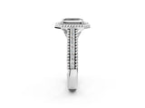 Silver Fancy Black Radiant Cut Halo Diamond Ring with Beaded Split Shank and Four-Prong Setting_8