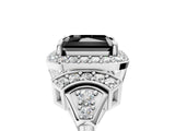 Silver Fancy Black Radiant Cut Halo Diamond Split Shank Engagement Ring with Four-Prong Setting_11