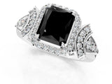 Silver Fancy Black Radiant Cut Halo Diamond Split Shank Engagement Ring with Four-Prong Setting_7