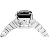 Silver Fancy Black Radiant Cut Solitaire Diamond Ring with Infinity Twist Band and Four-Prong Setting_40