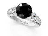Silver Fancy Black Round Cut Brilliant Diamond Pavé Band with Six-Prong Setting_25