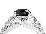 Silver Fancy Black Round Cut Brilliant Diamond Pavé Band with Six-Prong Setting_28