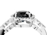 Silver Fancy Black Round Cut Cut Halo Diamond Infinity Band with Four-Prong Setting_10