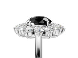 Silver Fancy Black Round Cut Diamond Floral Double Halo Engagement Ring with Prong Setting_48